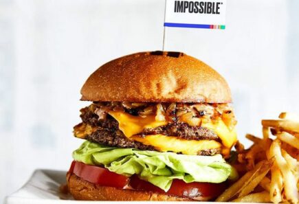 Impossible burger with fries