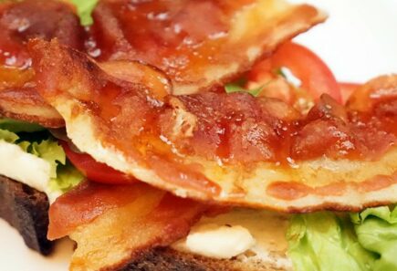 Plant-based bacon on toast