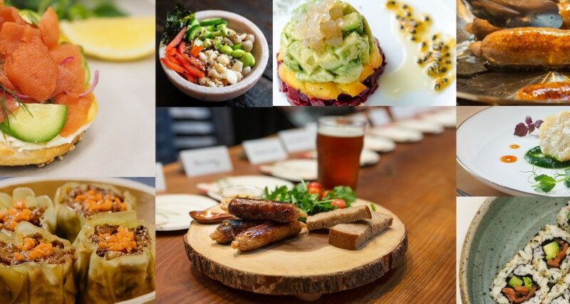 Various different plates of alternative protein