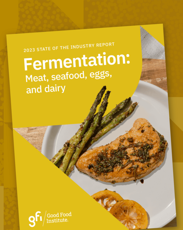 Fermentation 6 The cover of the 2023 state of the industry report on fermentation-enabled meat, seafood, eggs, and dairy produced by the good food institute.