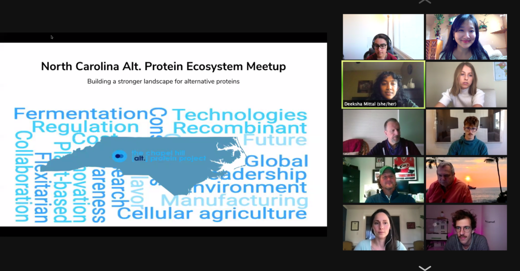 Student leaders are blazing the trail for a better food future 4 Screenshot of a zoom call with chapel hill app ston a udent leaders
