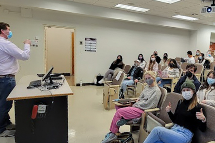 The alt protein student resource hub 3 Alt protein project students in a classroom