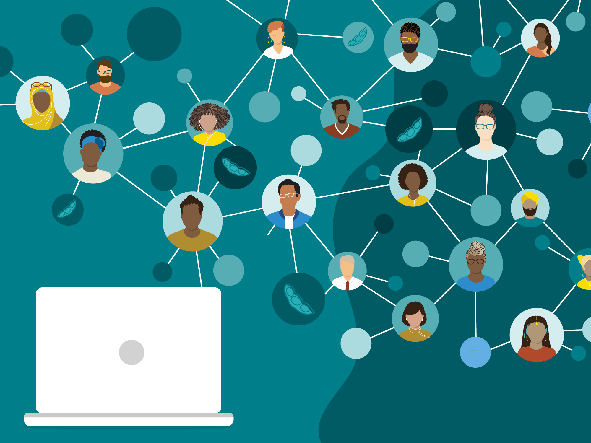 web of people and a laptop