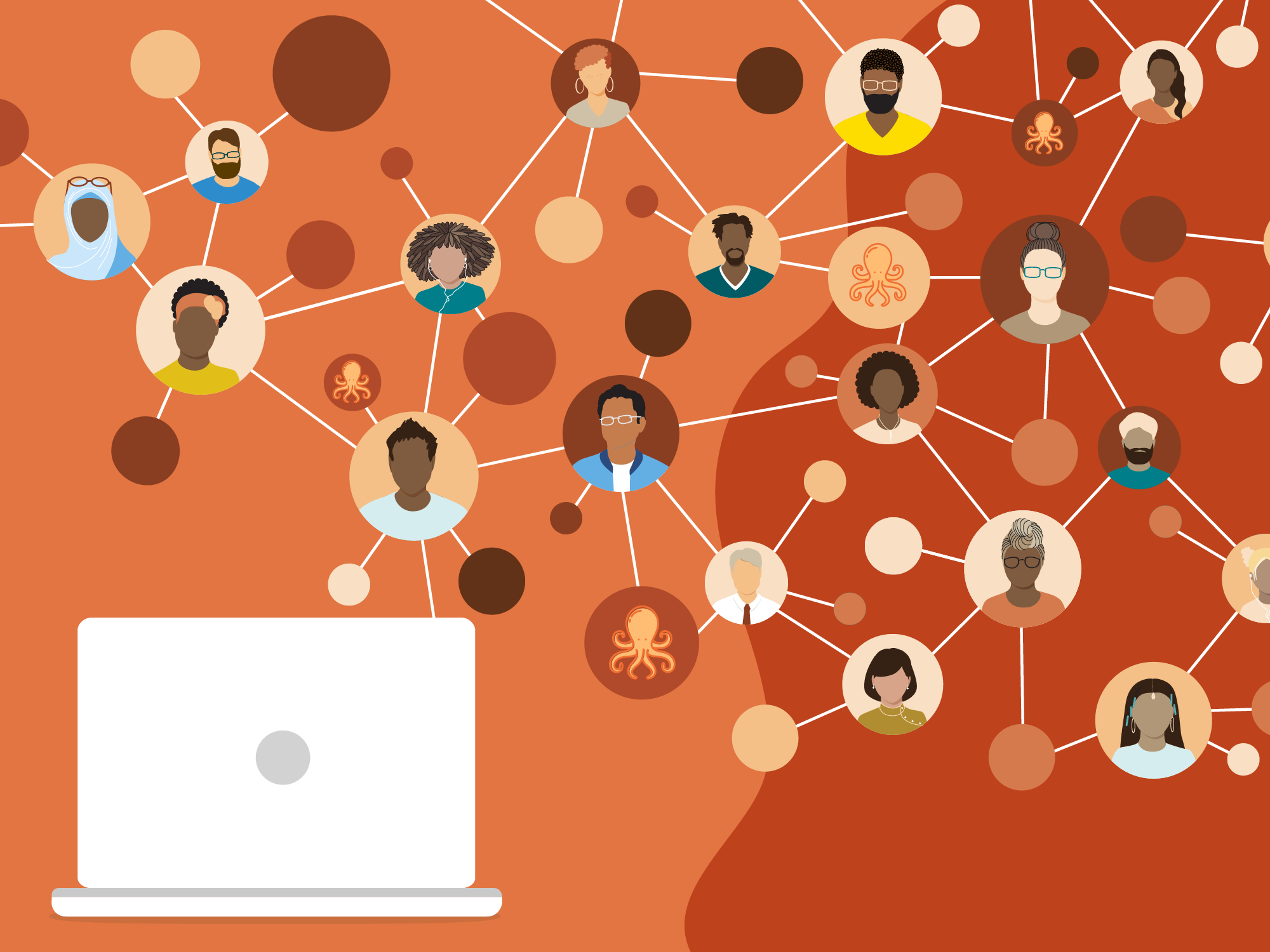 mind map of people with laptop
