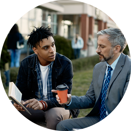 Student and professor having a discussion