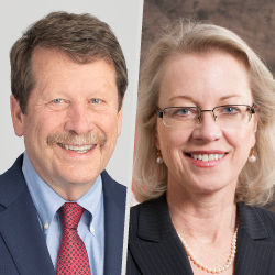 A photo of fda commissioner robert califf and director of the center for food safety and applied nutrition susan mayne