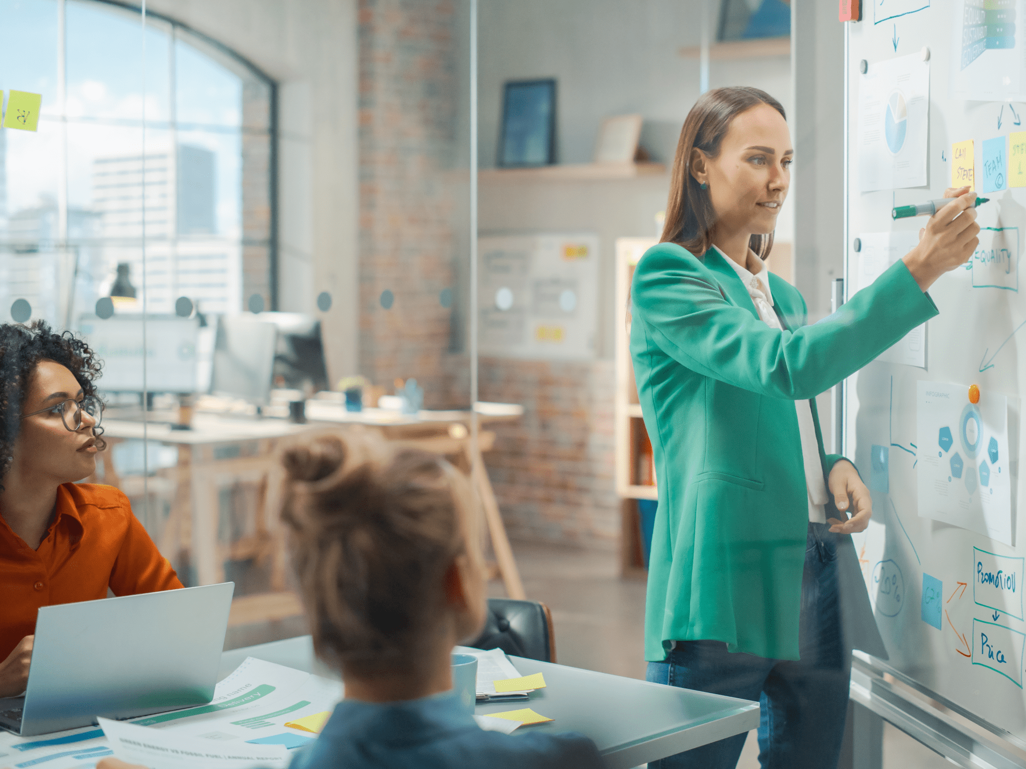 A photo of a team working in an office space