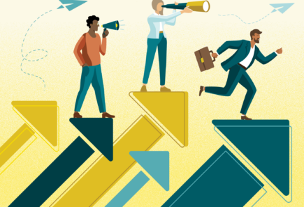 Network concept for career development, icons of people in hexagons